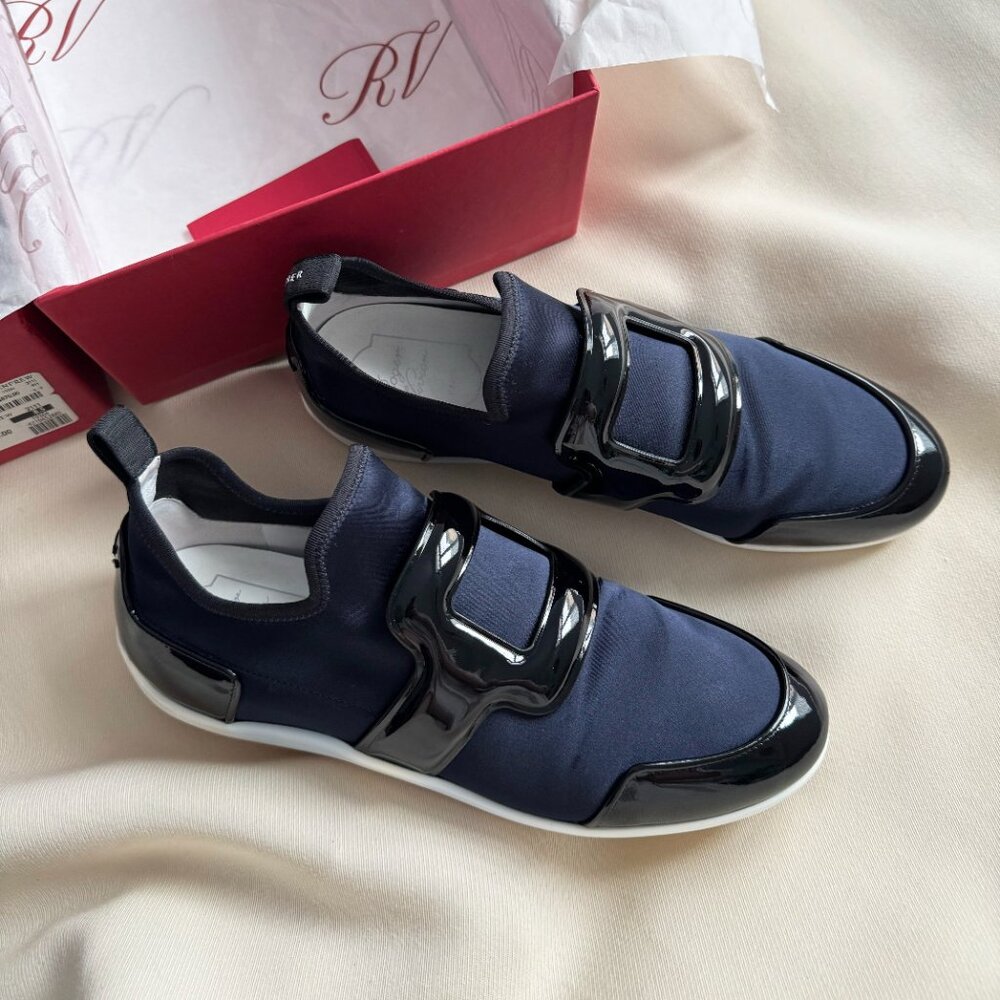 Roger Vivier "Sneaky Viv" Satin and Patent Sneakers, size 38.5